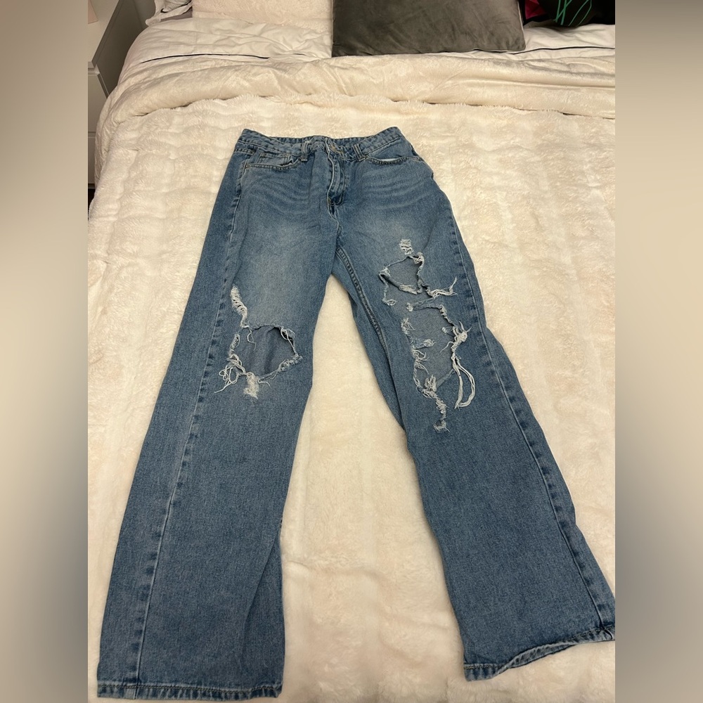 Papaya High Rise Distressed Blue Jeans